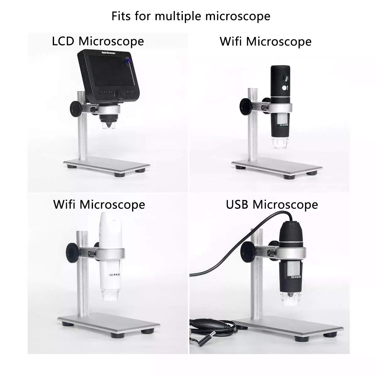Bysameyee Wireless Digital Microscope 4K HD Wi-Fi Microscope Camera Digital Magnifier Compatible for iPhone, iPad, Android Phones and PC (Silver Stand)