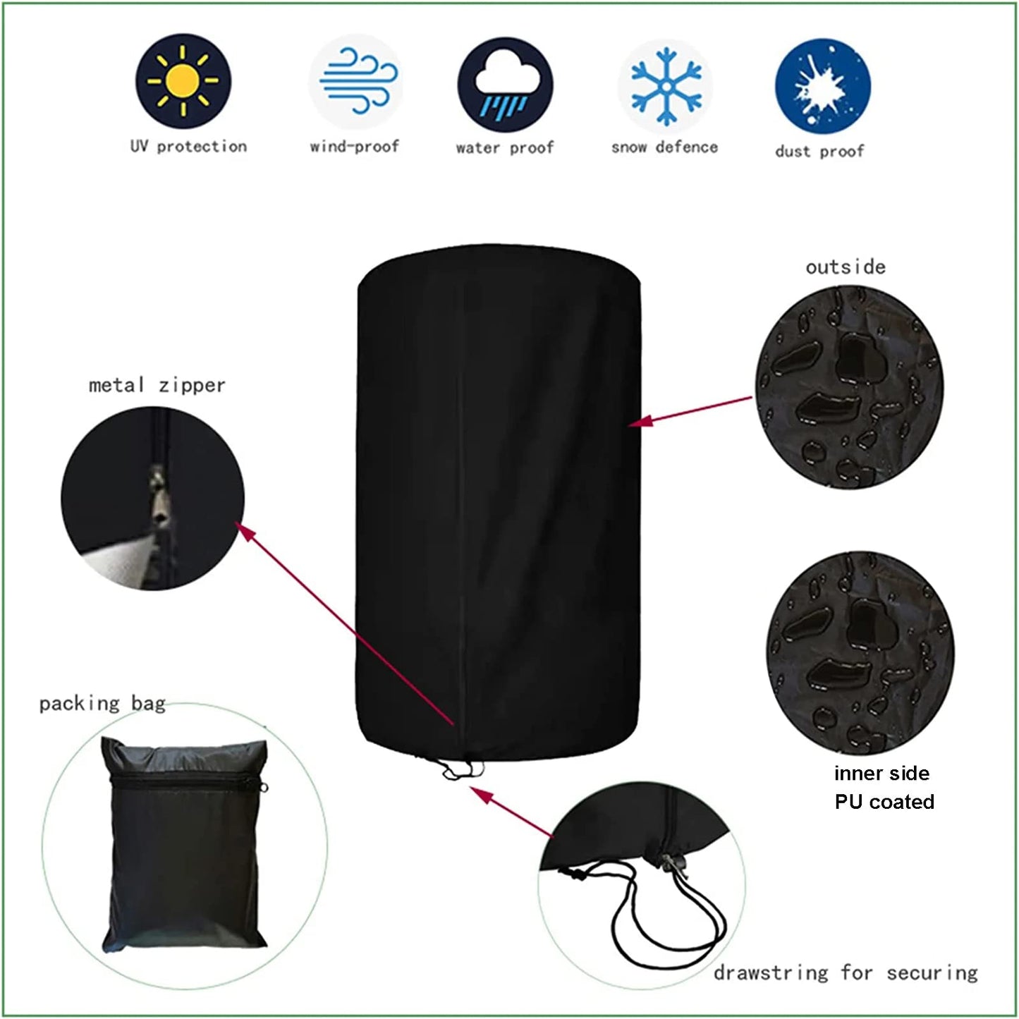 Tire Covers for Storage Large Tire Storage Bags Waterproof for Outdoor Indoor (Holding 4 Tires Up, Diameter 33")