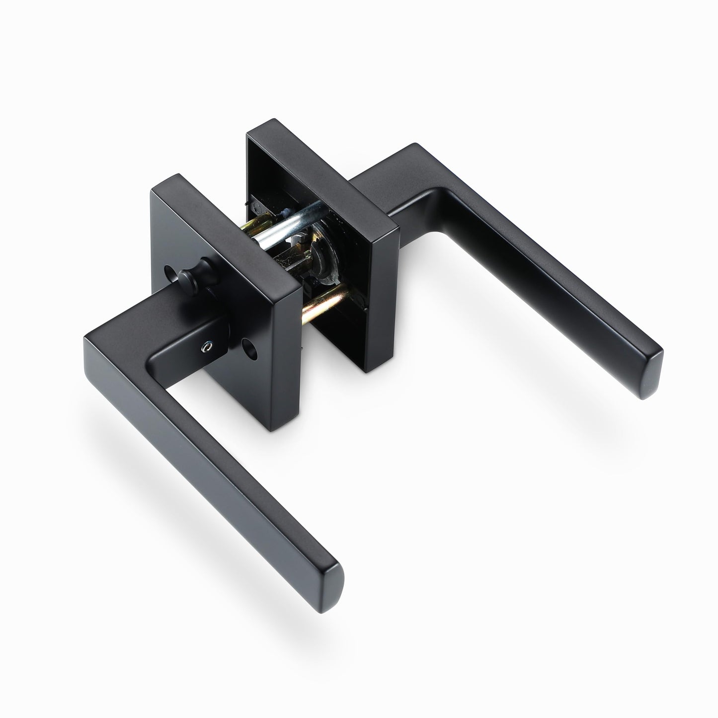 Linkaa Black Keyless Door Locks for Front Door，Bedroom Bathroom Door Lever，Interior Door Handle with Lock,Exterior Door Knob（Privacy，Push Button Lock，1 Pack）