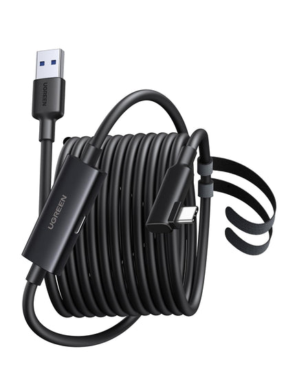 UGREEN 16FT Link Cable USB 3.0 to USB C Cable for VR Headset USB3.2 5Gbps Data Transfer Built-in Signal Amplifier 90° L-Shaped Plug, Compatible with Quest 3 2 Pro Pico 4 and PC SteamVR