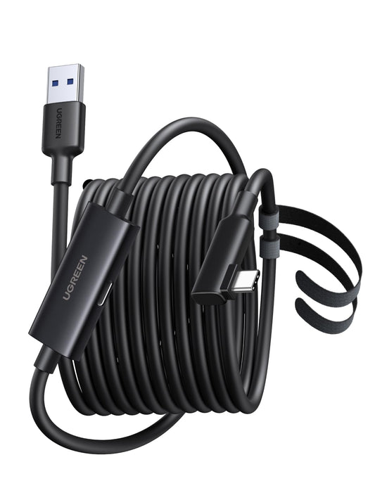 UGREEN 16FT Link Cable USB 3.0 to USB C Cable for VR Headset USB3.2 5Gbps Data Transfer Built-in Signal Amplifier 90° L-Shaped Plug, Compatible with Quest 3 2 Pro Pico 4 and PC SteamVR