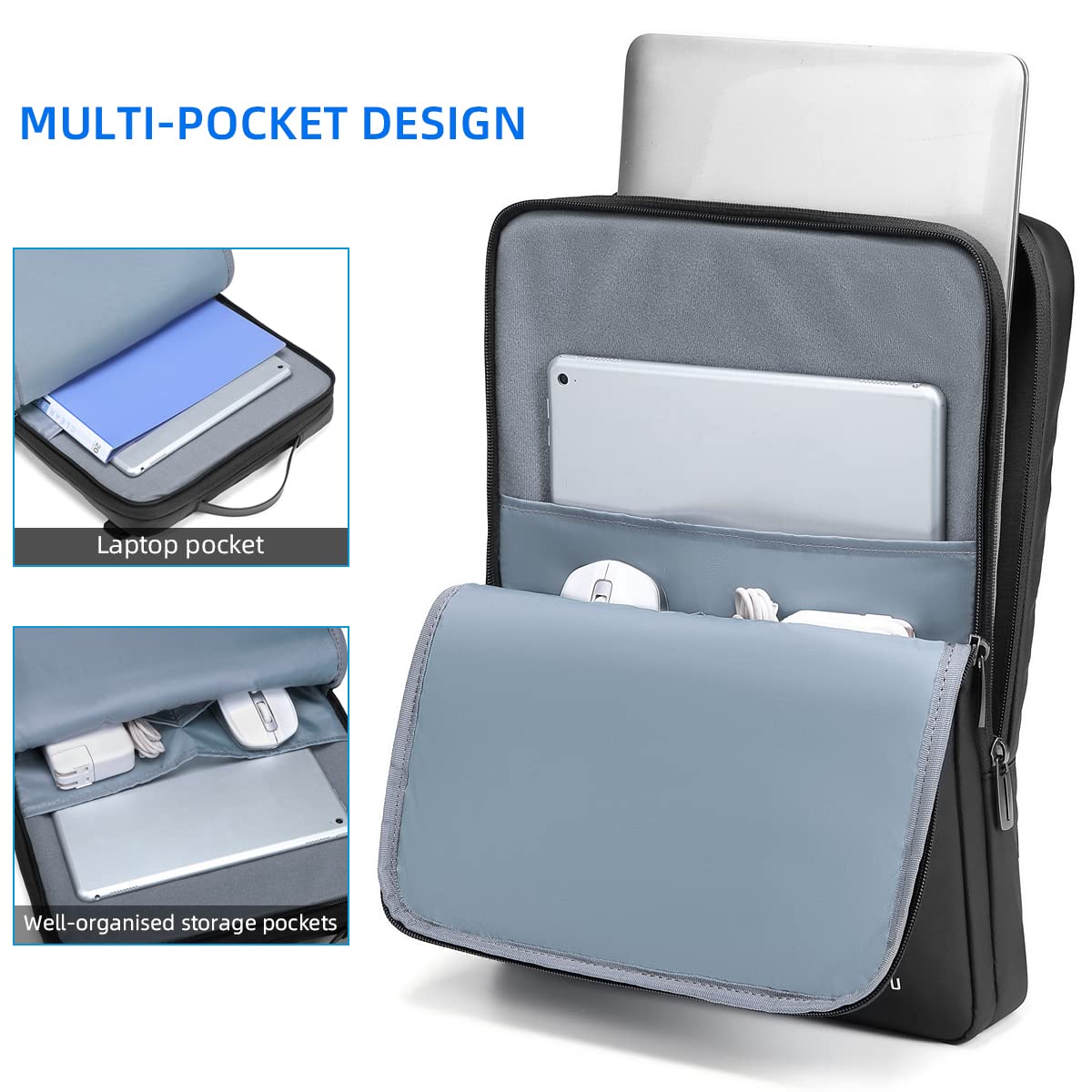TUDEQU Slim Laptop Bag 15.6 Inch,Laptop Sleeve with Strap,Laptop Case,Laptop Shoulder Bag,Computer Bag,Tablet Bag Men Women