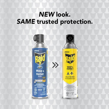 Raid Wasp and Hornet Killer, Wasp Killer Spray for Home Use Kills Bugs and Nests on Contact, Including Paper Wasps, Yellow Jackets, Mud Daubers and More, 400g (Pack of 2)
