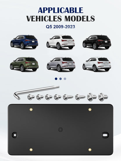 Rear License Plate Bracket For Audi Q3 Q4 e-tron Q4 Sportback e-tron Q5 Q5 Plug-in Hybrid Q5 Sportback SQ5 SQ5 Sportback Q6 e-tron SQ6 e-tron Q7 SQ7 Q8 SQ8 RS Q8 performance 2009-2025 Plate Holder Set