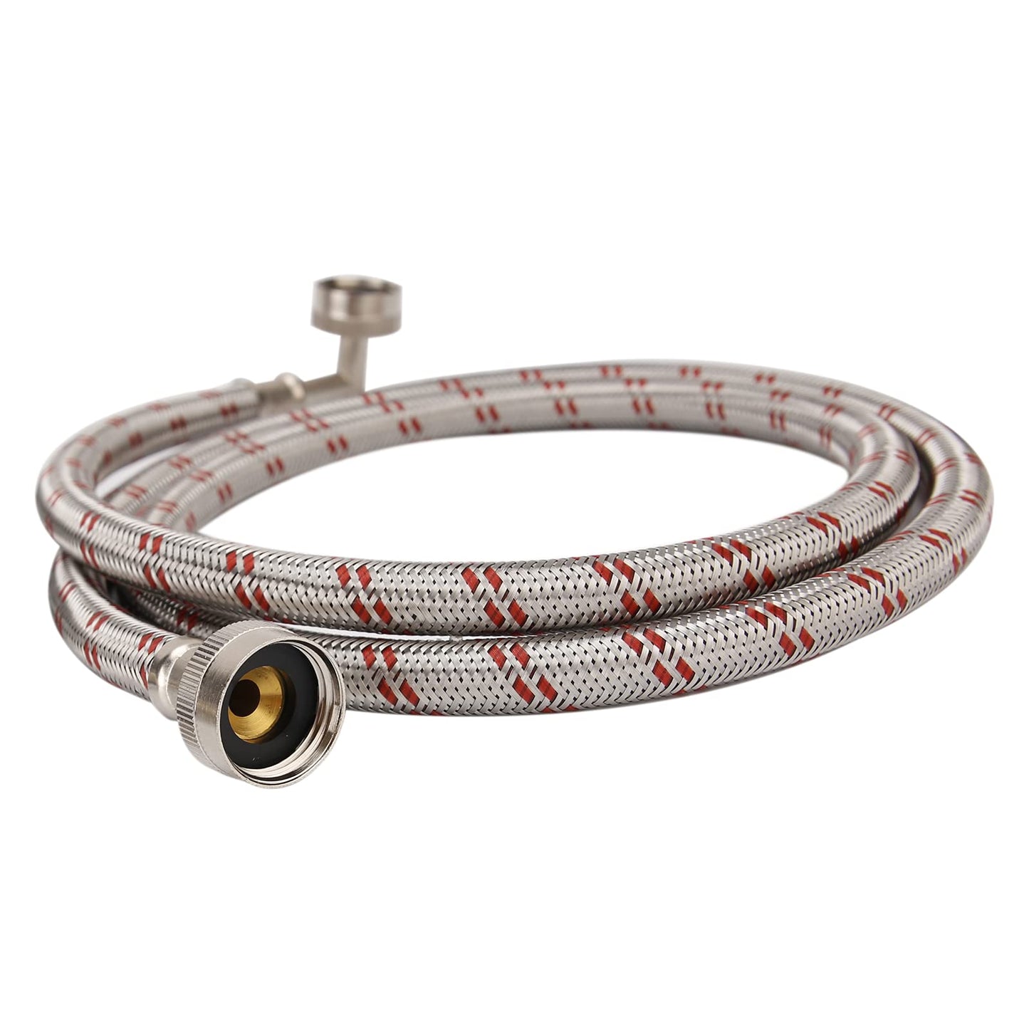 Solimeta Stainless Steel Washing Machine Hoses with 90 Degree Elbow, Burst Proof Hot and Cold Water Connection Inlet Supply Lines for Washer, 5Ft