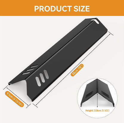 Rushare 15'' Grill Heat Plates Replacement Parts for Dyna-Glo, Backyard & Uniflame Grill, DGF510SBP, BY15-101-001-02, BY13-101-001-13, Porcelain Steel, 4-Pack, 15" x 3 13/16"