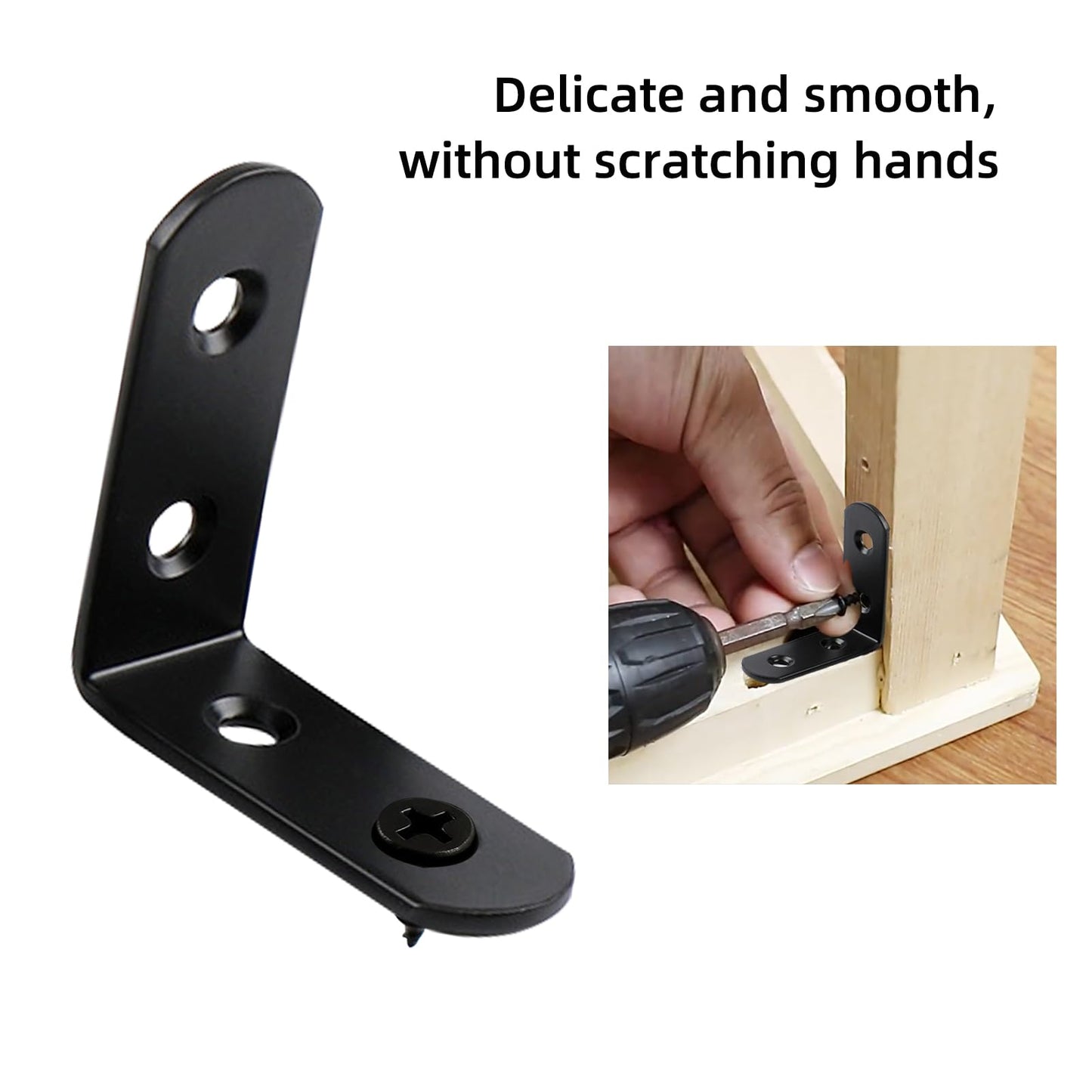 2 Inch (50mm) L Brackets for Wood Shelves Corner Brace 20 Pack- Reinforced Corner Braces - Black Heavy Duty Steel Shelf Brackets for Furniture/ DIY Home Improvement
