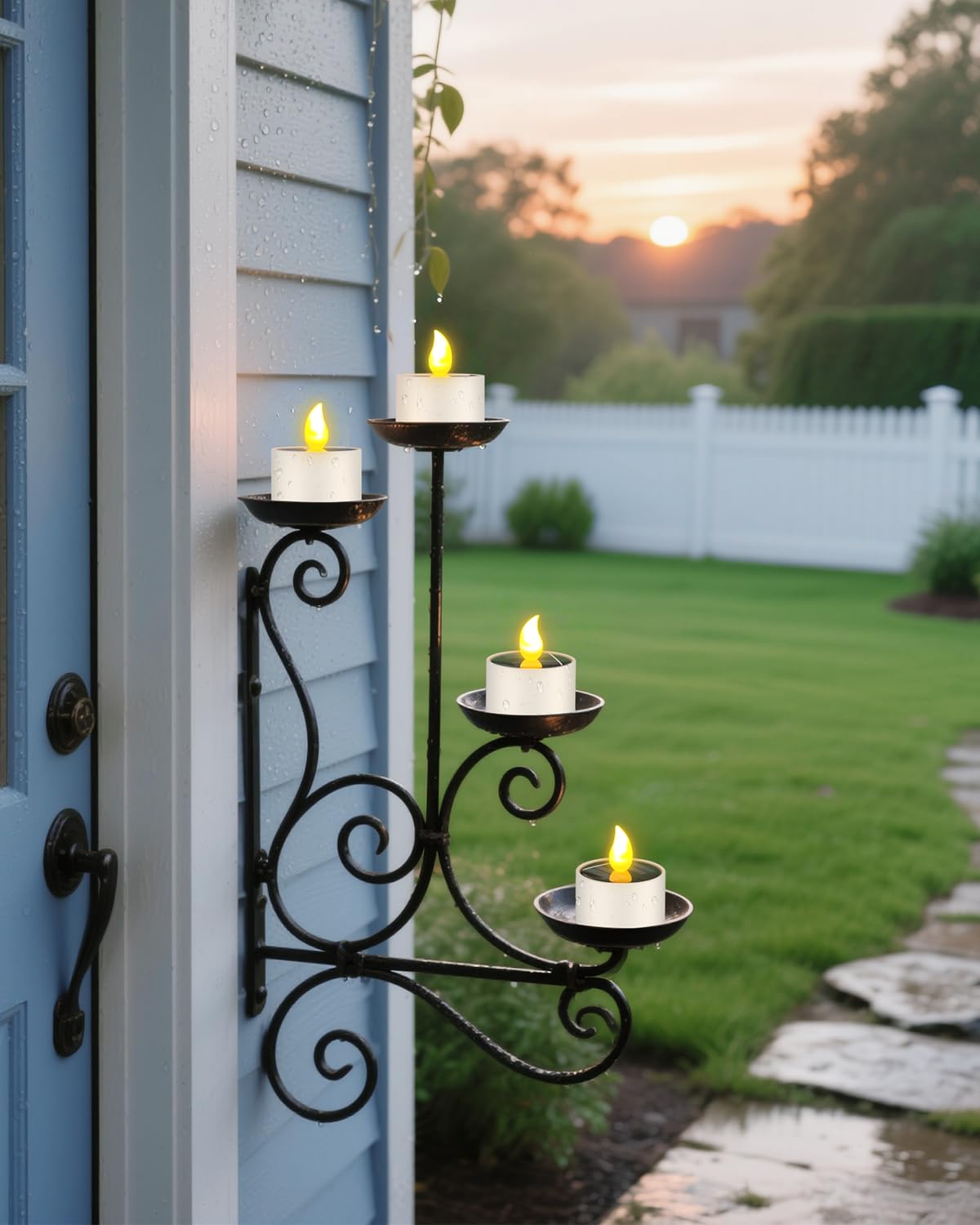 SoulBay 6pcs Solar Power Tea Lights Outdoor Candle Flameless Flicker IP65 Waterproof Rechargeable LED Candles with Dusk to Dawn Sensor for Lantern Garden Camping Party Home Decorations, 2.3" x 2"