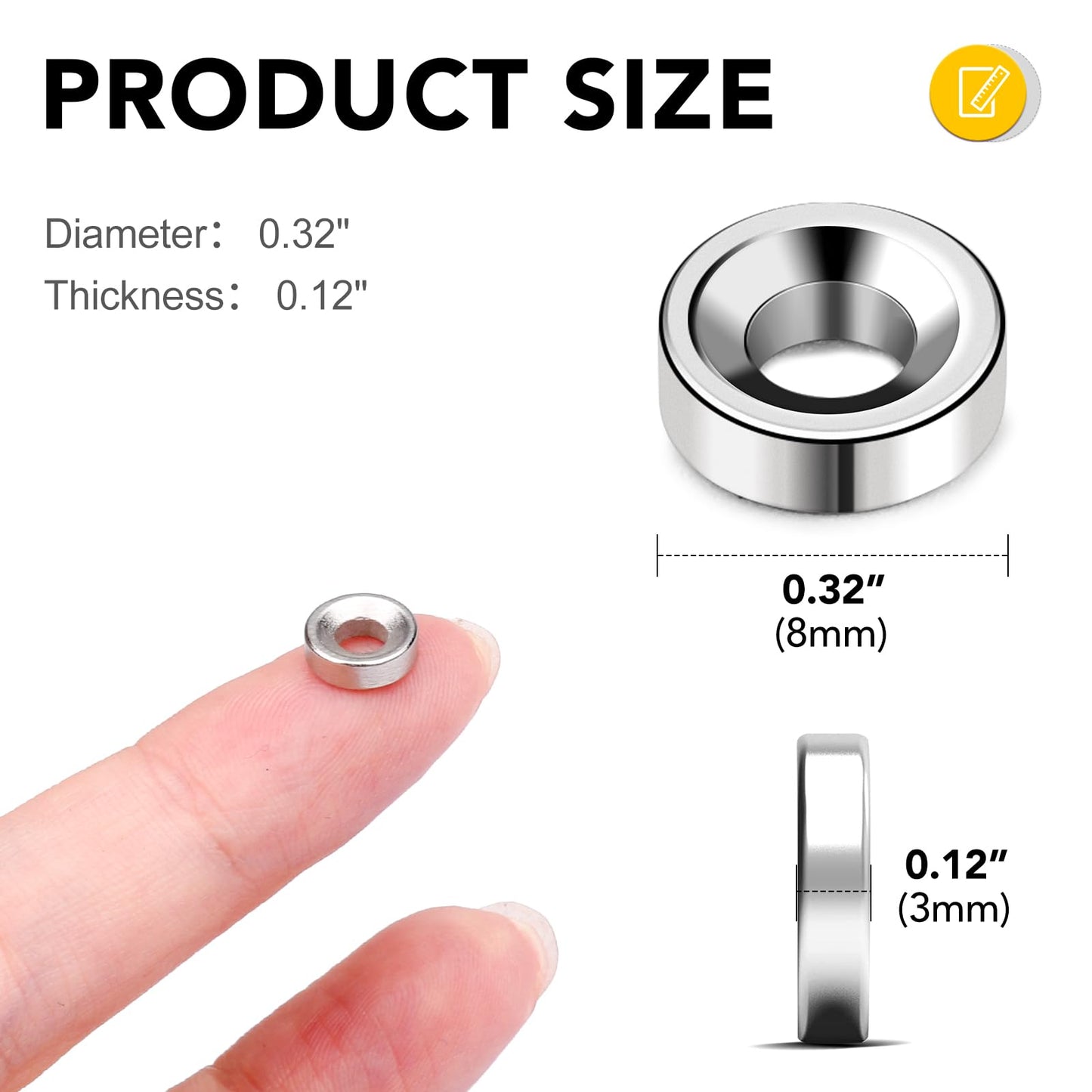 DIYMAG Disc Magnets, Permanent Rare Earth Countersunk Hole Magnets for Refrigerator, DIY, Science, Crafts, Office- 80 PCS