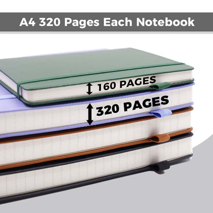 Deziliao 320 Pages Large A4 Lined Journal Notebooks with Pen Loop, Hardcover Notebook Journal for Work, 100Gsm Premium Thick Paper,8.5''×11'' College Ruled for School Work, Black