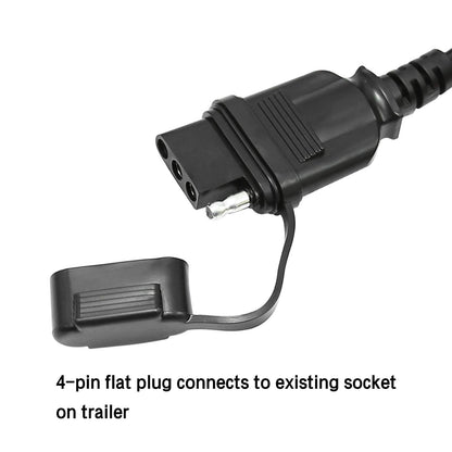 5ft 7 Way Round to 4 Way Pin Flat Trailer Connector Adapter Coiled Wiring Cable, Trailer Wiring Adapter Extension Harness, 7 Pin to 4 Pin Trailer Adapter for Truck RV Trailer