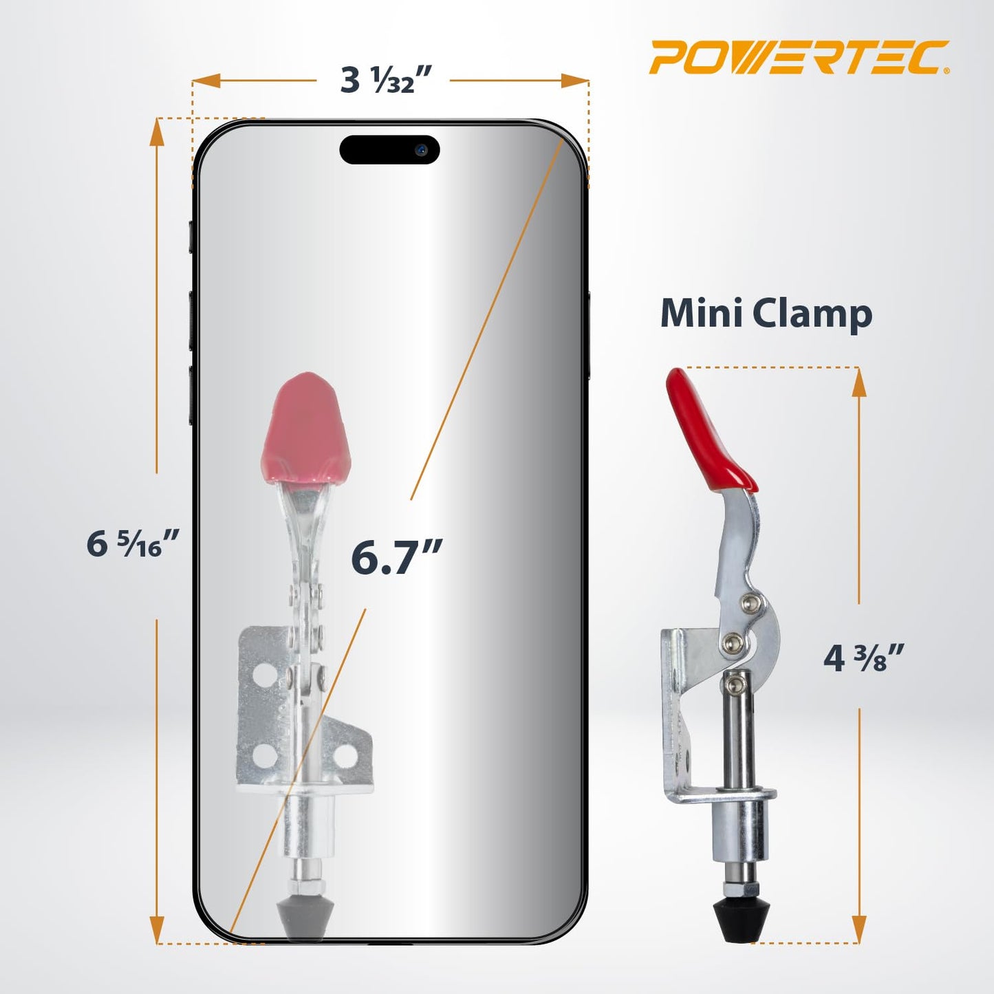 POWERTEC 6PK Toggle Clamp, 100lbs Holding Capacity, 301A Quick Release Push Pull Clamp for Woodworking Jigs and Fixtures, Pocket Hole Jigs, Welding, Crosscut Sled, CNC (20323-P3)