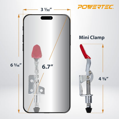 POWERTEC 6PK Toggle Clamp, 100lbs Holding Capacity, 301A Quick Release Push Pull Clamp for Woodworking Jigs and Fixtures, Pocket Hole Jigs, Welding, Crosscut Sled, CNC (20323-P3)
