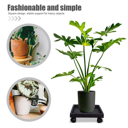 Toddmomy Square Plant Caddy with Wheels 11.41 Inch Thickened Plastic Flower Pot Tray Holder for Indoor Outdoor Garden Patio Balcony Clean Water Soil