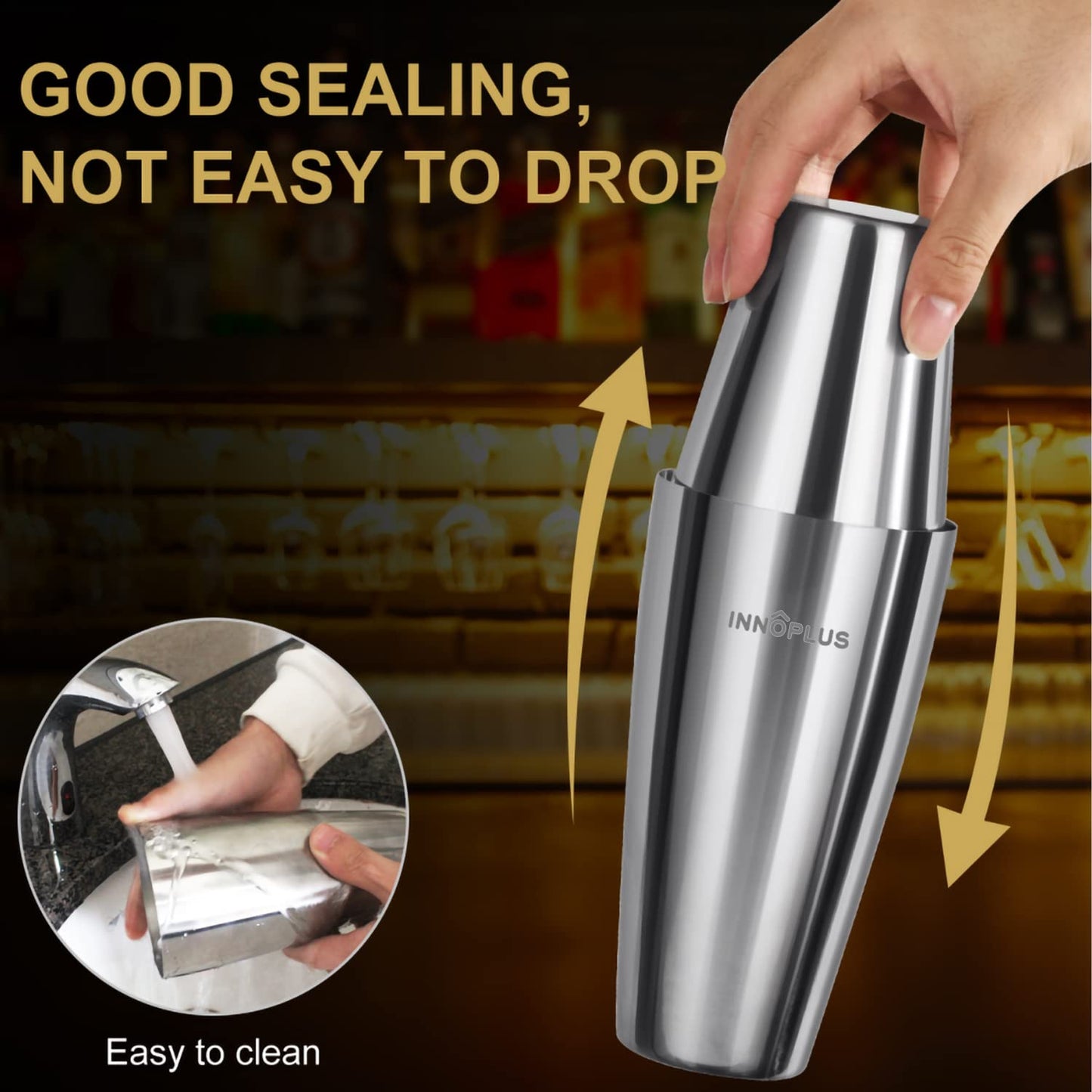 27OZ Cocktail Shaker, Cocktail Shakers 800ml, Cocktail Making Set 6Pcs, Cocktail Shaker Kit with Strainer, Double Jigger, Bar Mixing Spoon, Boston Shaker Bartender Maker Martini Set