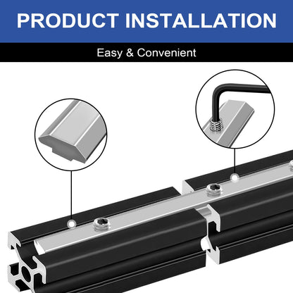 Seekliny 12pcs 2020 Extrusion Straight Connector Joining Plate Corner Bracket 2020 Hardware T-Slot Accessories V-Slot with Screws for 8020 Aluminum Profile 3D Printer Frame Spare Parts Silver