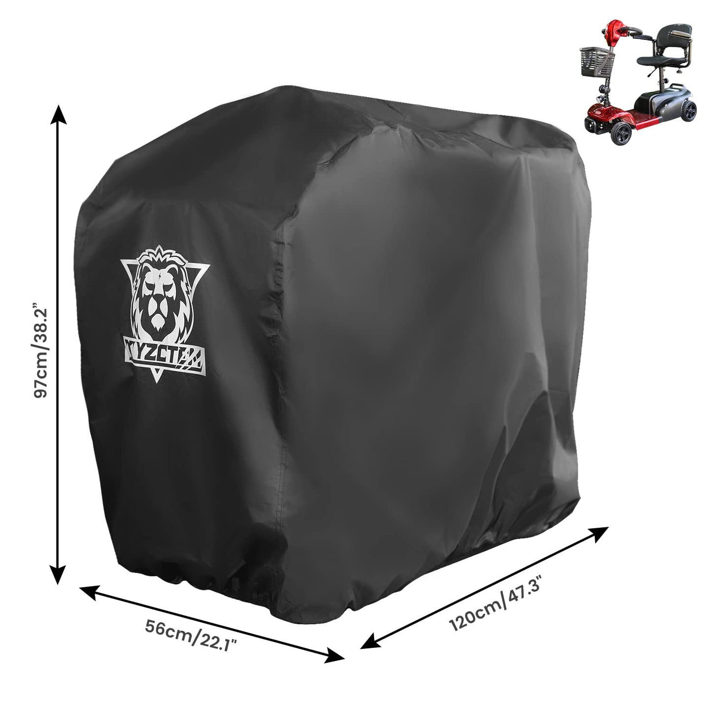 XYZCTEM 600D Waterproof Scooter Cover （L） Black Power Assisted Mobility Scooter Cover 48”