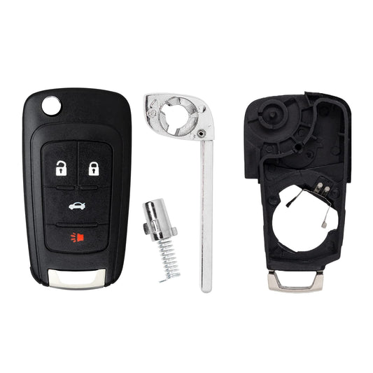 StandardAutoPart 4 Button Flip Key fob case Compatible with Chevy Cruze Equinox Sonic Malibu Impala Camaro Terrain Lacrosse Regal Verano Encore Allure OHT01060512 [Shell Case Only]