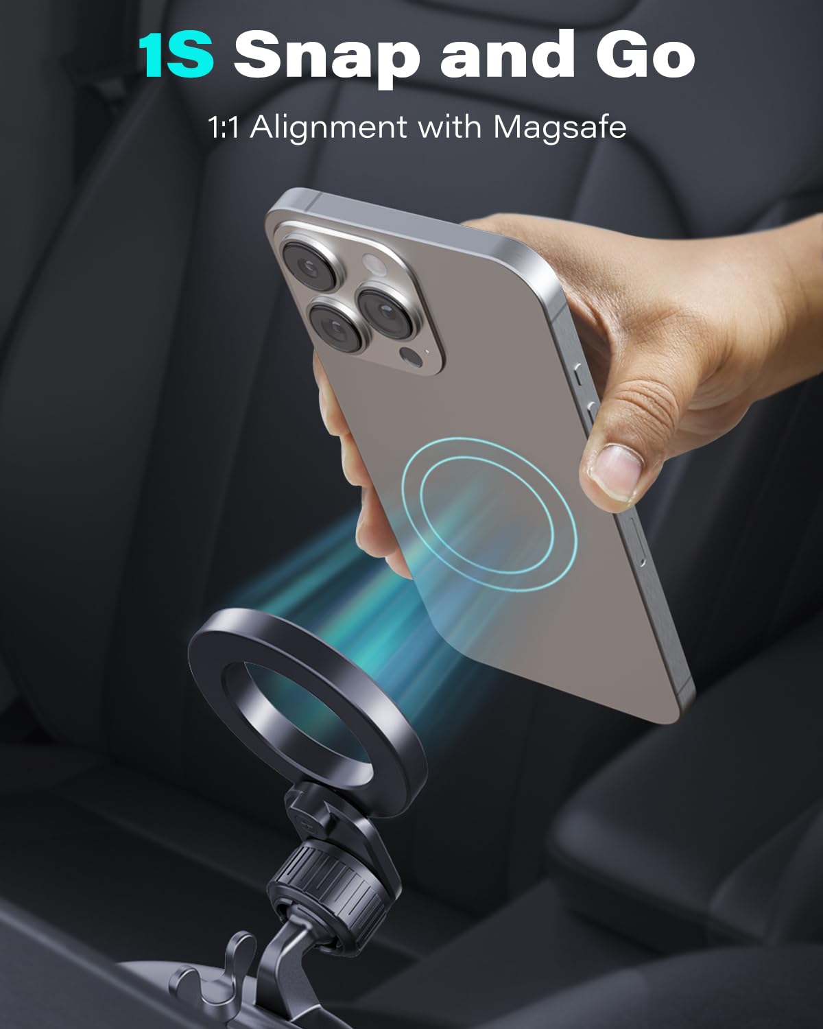 1Zero for Magsafe CD Phone Holder for Car [17 Strong Magnets] Magnetic CD Player Phone Mount, Hollow Socket CD Slot Phone Mount for iPhone 16 15 14 13 12 Series Pop Grip Ring Holder Magsafe Case
