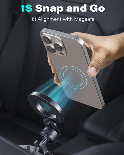 1Zero for Magsafe CD Phone Holder for Car [17 Strong Magnets] Magnetic CD Player Phone Mount, Hollow Socket CD Slot Phone Mount for iPhone 16 15 14 13 12 Series Pop Grip Ring Holder Magsafe Case