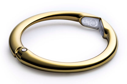 Clipa Handbag Hanger – Polished Gold PVD- The Ring that Opens into a Hook and Hangs in Just 10 mm of Space, Holds 15 kg, 3 yr. Warranty
