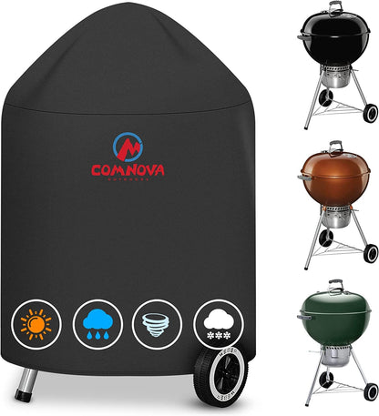 Comnova 22 Inch Kettle Grill Cover - 600D BBQ Cover for Weber Charcoal Grill, Heavy Duty & Waterproof for Weber Master Touch, Original Kettle Grill and More