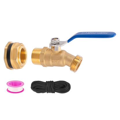 Brass Water Container Rain Barrel Faucets Lead-Free Spigot Kit 55 Gallon Water Tank Faucet,3/4" Inlet to 3/4" GHT Male Thread Outlet Suitable for Garden Hose Thread Connection