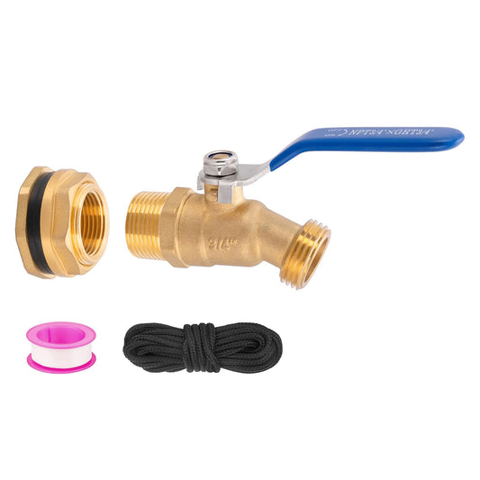Brass Water Container Rain Barrel Faucets Lead-Free Spigot Kit 55 Gallon Water Tank Faucet,3/4" Inlet to 3/4" GHT Male Thread Outlet Suitable for Garden Hose Thread Connection