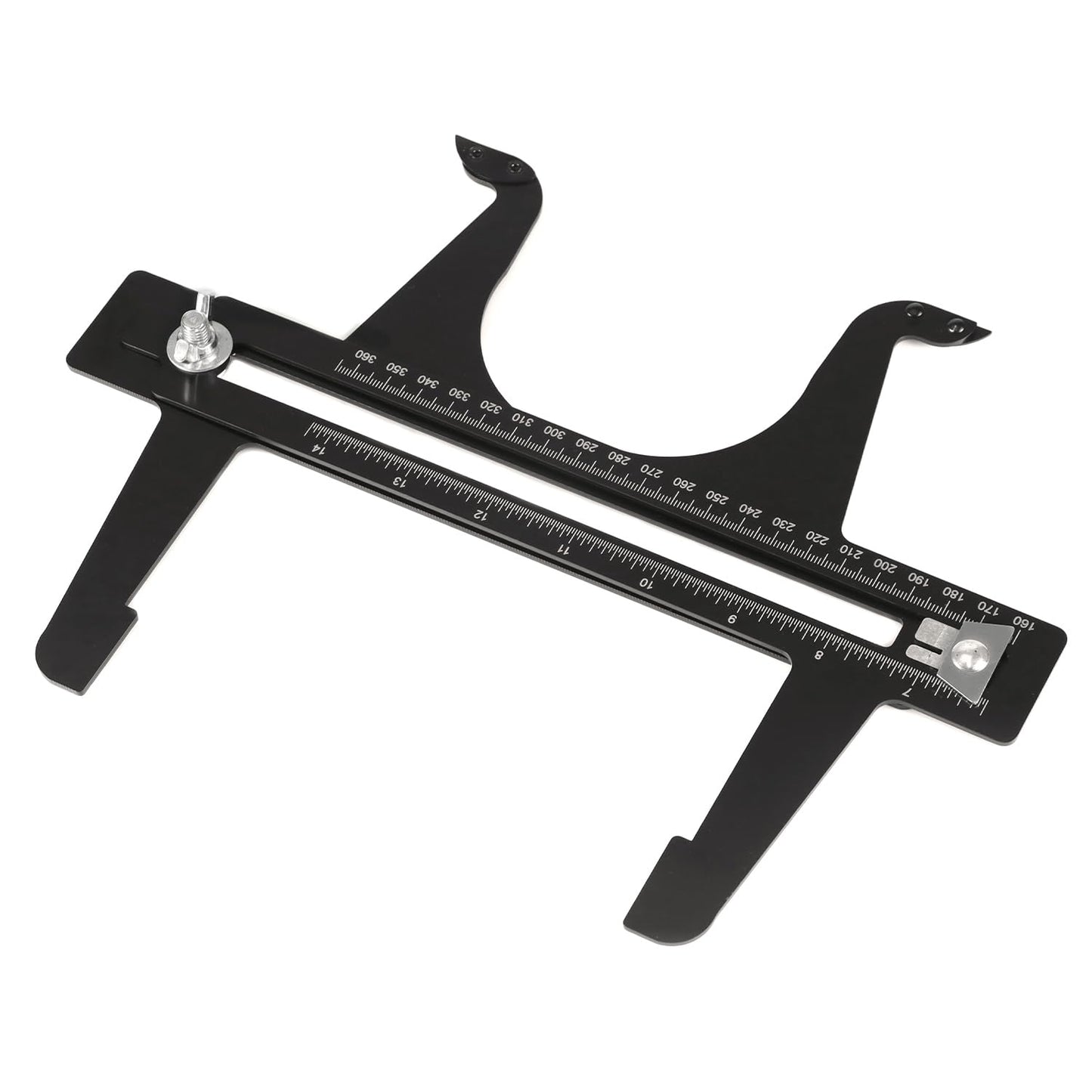 QWORK Brake Measuring Tool 6.5-14.25 Inch - Professional Precision Brake Resetting Gauge Tool Dual Scale Combination for Rear Drum Brake Lining Shoe, Disc Rotors, Parking, Hand Brakes