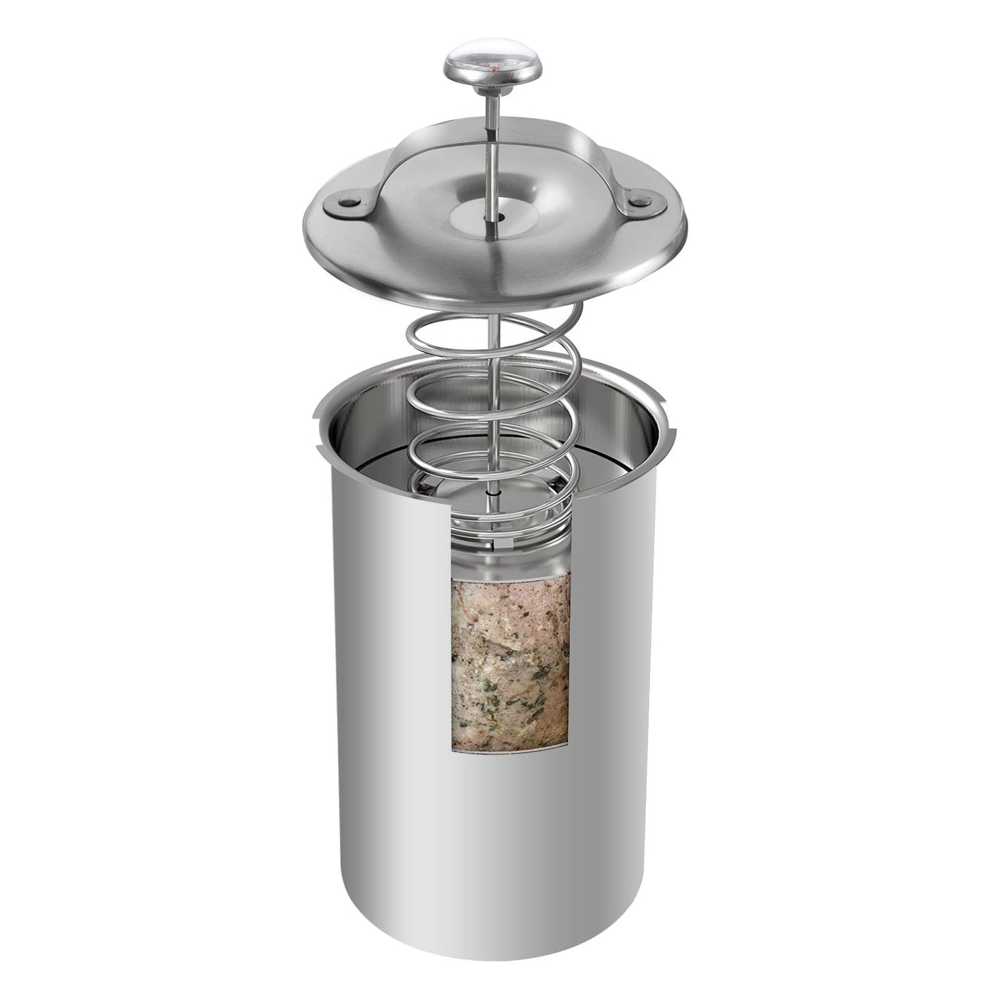 Stainless Steel Ham Maker Press Cooker for Healthy Homemade Deli Meat With Thermometer - Kitchen Bacon Pressure Cooker Boiler Pot Pan Stove