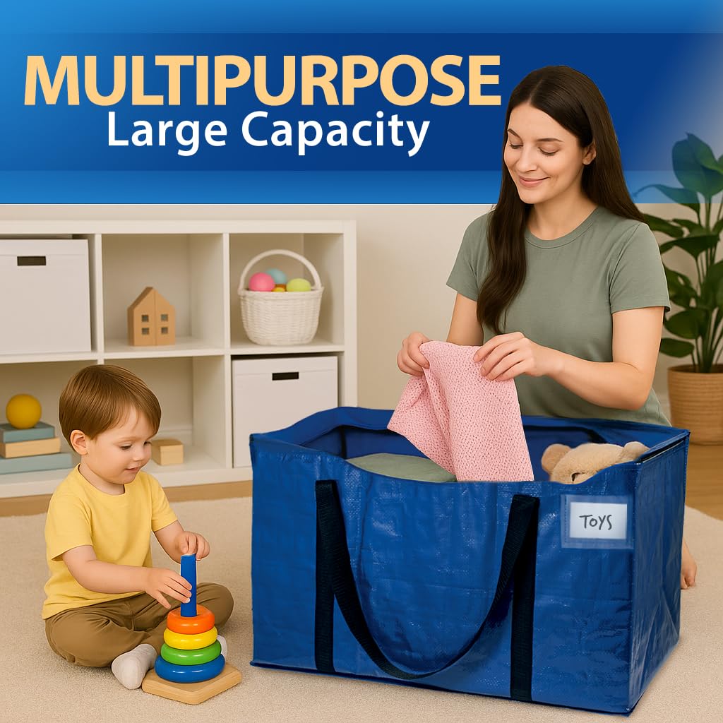 ClearSpace Heavy Duty Moving Bags or Storage Bag – Large Moving Boxes with Backpack Straps, Zippers & Handles – Perfect for College Dorm, Traveling, Camping, Christmas Decorations, 2 Pack