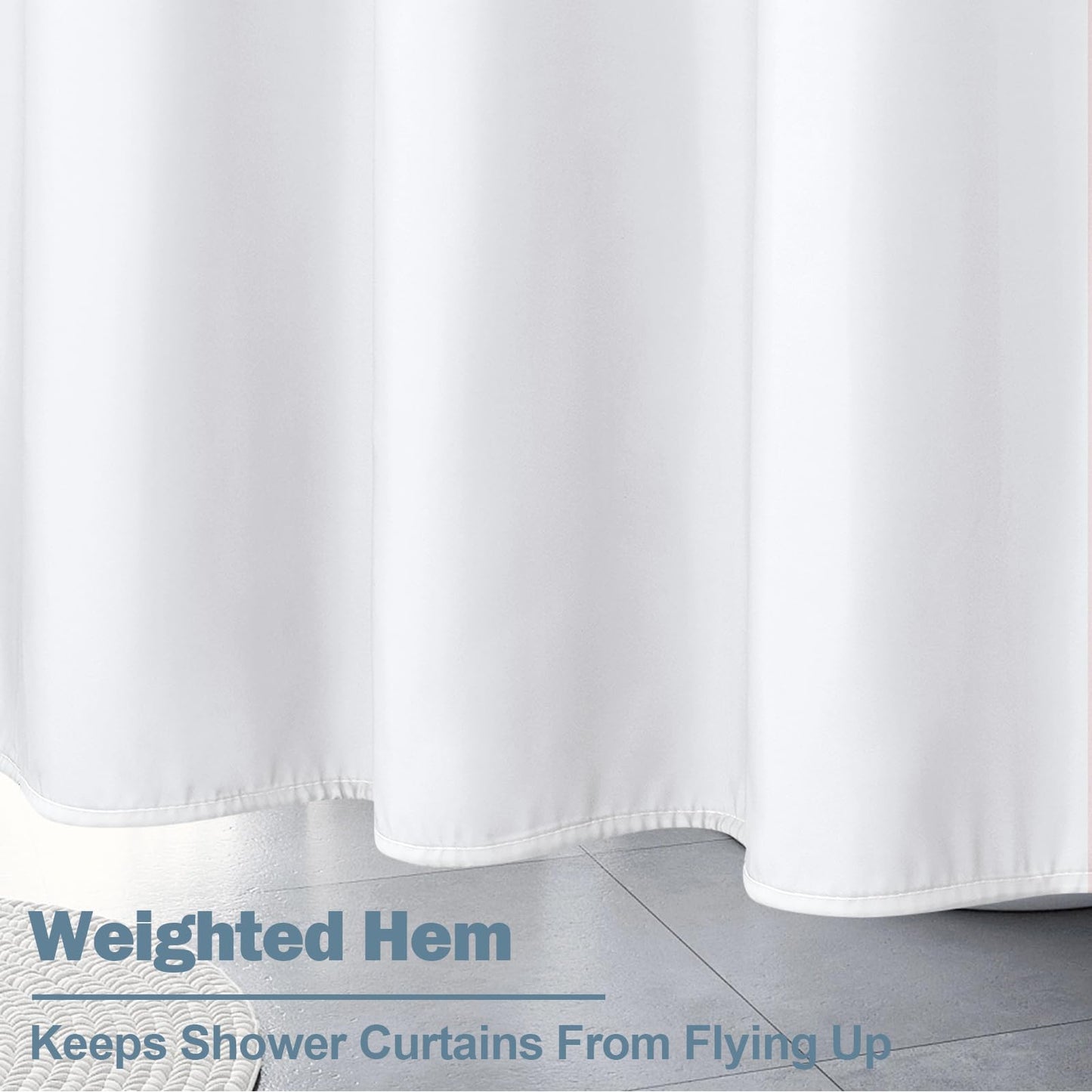 UFRIDAY White Extra Long Shower Curtain 84 inches Long,Washable Fabric Shower Curtain Liner with Hooks Hotel Bathroom Curtains Shower Set