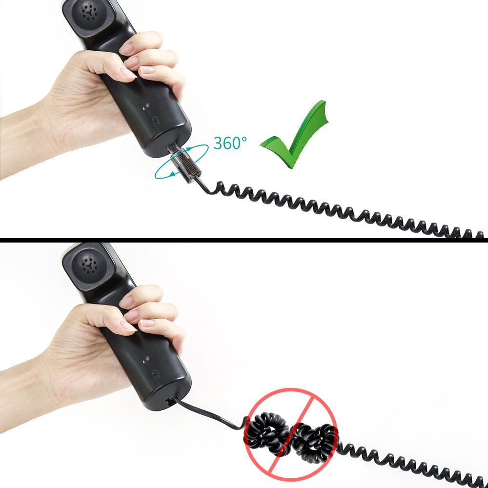 YOLISTIC (Value Pack of 10 360° Phone Cord Detangler Landline Telephone Extended Rotating Black