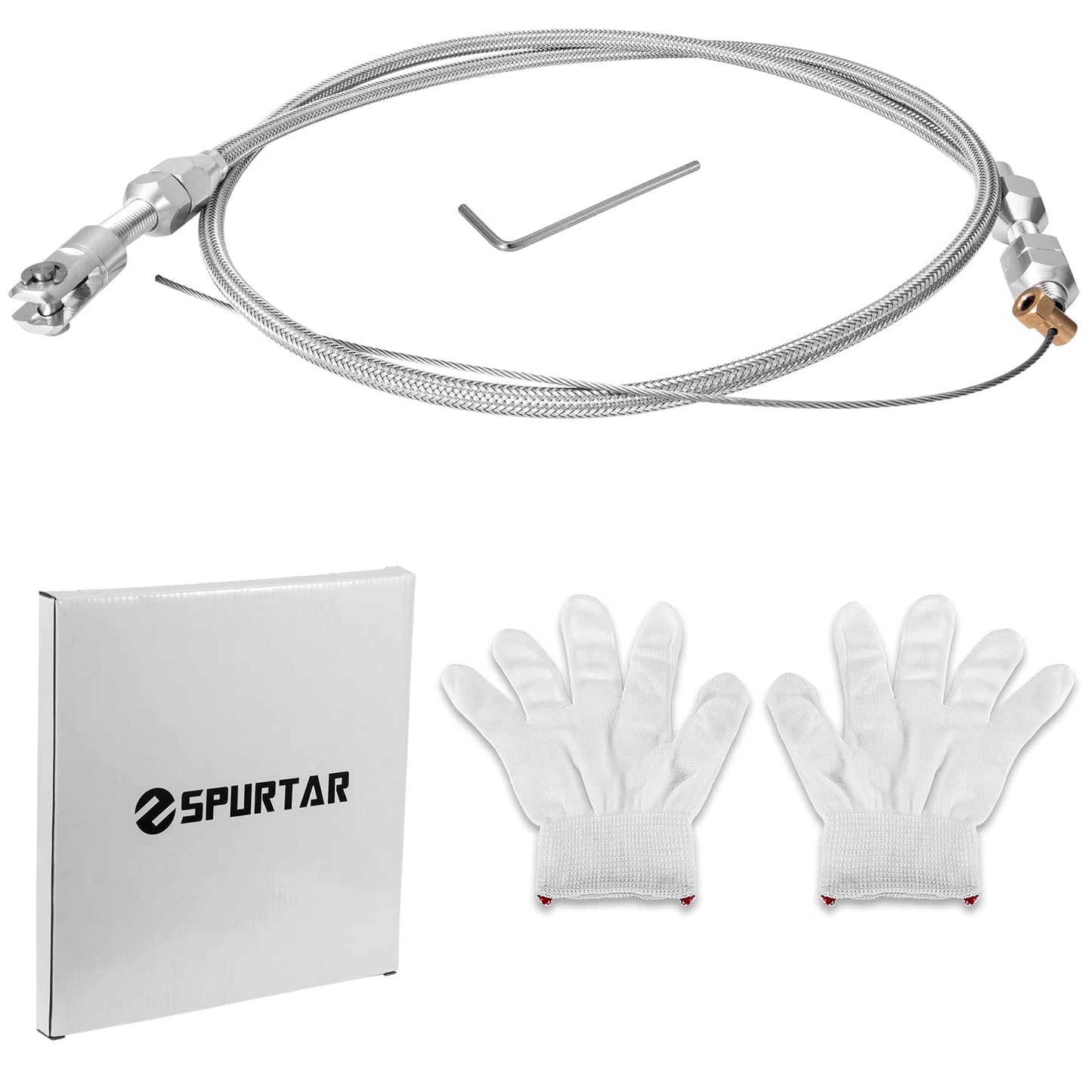 Spurtar 36" Braided Throttle Cable Kit, Compatible with 97-07 Chevrolet/Chevy LS1 Engine 4.8L 5.3L 5.7L 6.0L, 36in Accelerator Throttle Cable Repair Kit Stainless Steel Swap Fuel Line