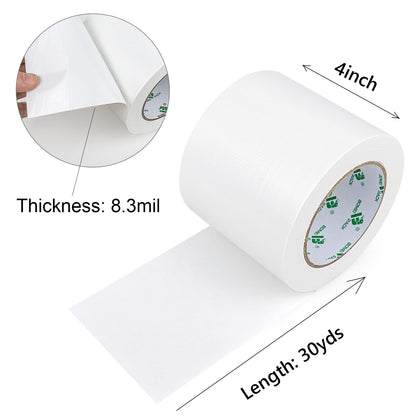 BOMEI PACK Wide Duct Tape White 4Inch, Strong Tape Gris Residue Free for Crafts and Repair, 1Roll 8.3Mil x 30yds