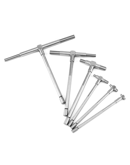 QWORK 5/16" to 6" Telescopic Gauge Bore Gauge, 6 Pack Hole Gauge Set, Premium Steel T-Bore Hole Gauges Set, Measurement Tool, Telescoping Full Round Bore Gauge