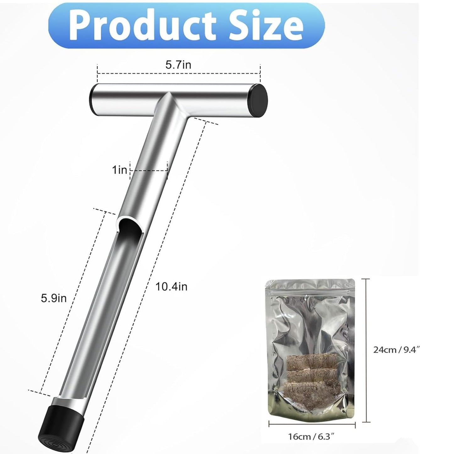12 Inch Stainless Steel Soil Sampler Probe, T-Style Handle Soil Test Probe, Soil Probe for Soil Sampling, Soil Test Kit for Plant Care, Farm, Lawn Garden (12 Inch)