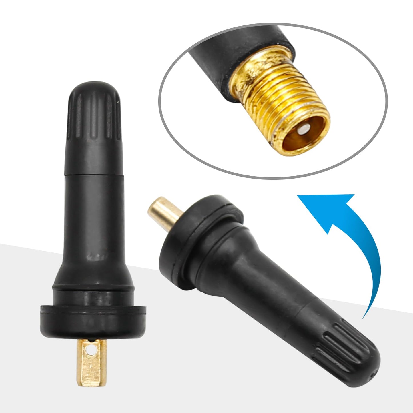 VIKKSAER 20Pcs TPMS 20008 Rubber Snap-in Tire Valve Stem Fit for 0.45” Rim Holes on Standard Vehicle Tires