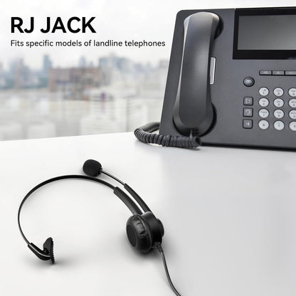 Wantek RJ9 Mono Telephone Headset with Noise Cancelling Microphone, Corded Desk Phone Headset for Polycom ShoreTel NEC Nortel Norstar Toshiba Siemens Landline Office Phones (One Ear)