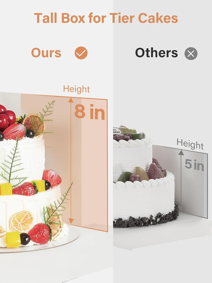Miluoou 20pcs Cake Boxes with Cake Boards (10 Boxes & 10 Boards), 12x12x8 Inches White Bakery Box with Window, Large Baking Boxes, Square Cake Box for Multi-Layer Cakes, Cake Decorating Supplies