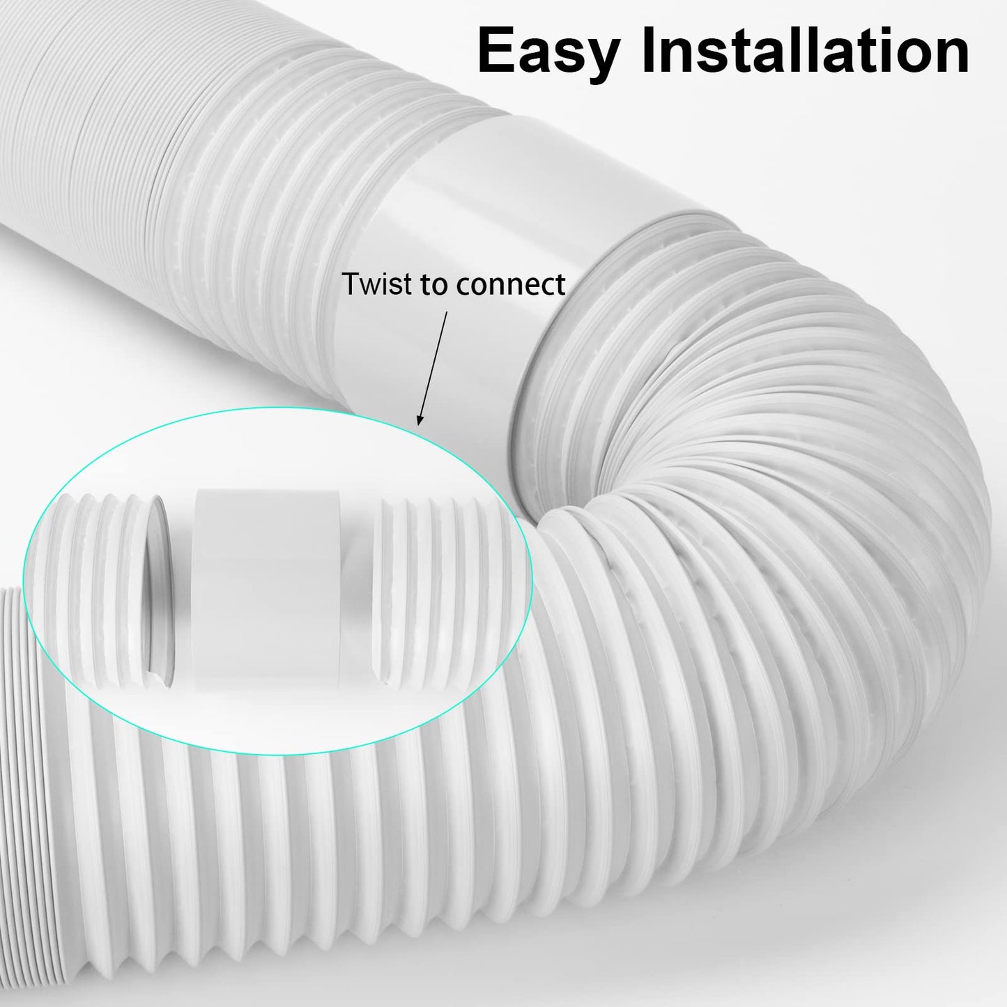 UNAOIWN Portable Air Conditioner Hose with Coupler, 5.9"/15CM Anti-Clockwise Thread Universal AC Exhaust Vent Duct, AC Tube Hose Kit Extension Parts Accessories Length up to 59”