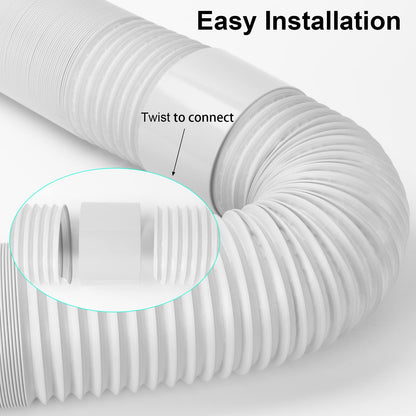 UNAOIWN Portable Air Conditioner Hose with Coupler, 5.9"/15CM Anti-Clockwise Thread Universal AC Exhaust Vent Duct, AC Tube Hose Kit Extension Parts Accessories Length up to 59”
