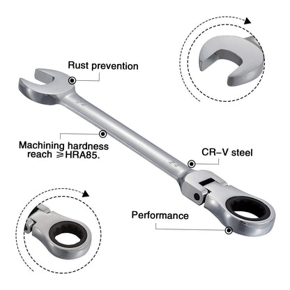 KATUR 24mm Ratcheting Wrench Set Flexible Pivoting Head Ratchet Combination Spanner Wrench Chrome Vanadium Steel Metric Tool (24mm)