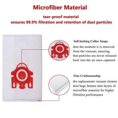 Vacuum Bags, 15Pcs Dust Bags AirClean 3D Efficiency Replacement Compatible with Miele FJM Vacuum Compact C2 Compact C1 Complete C1 S241 S290 S300i S500 S700 S4 S6 Series