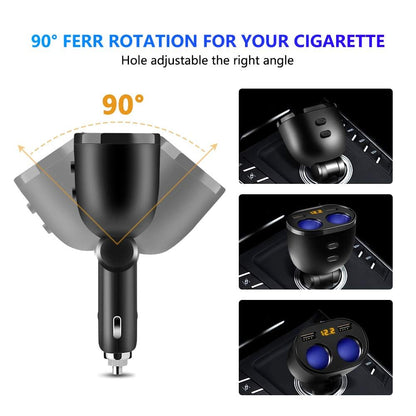 Rocketek USB Car Charger Splitter Adapter, 2 Socket Cigarette Lighter Multi Power Outlet 12V/24V 120W DC with LED Voltmeter Switch Dual USB Port for Mobile Phone Tablet GPS Dash Cam Samsung Tomtom