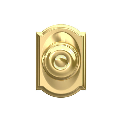 Schlage F10 GEO 605 CAM Georgian Door Knob with Camelot Trim, Hall & Closet Passage Lock, Bright Brass