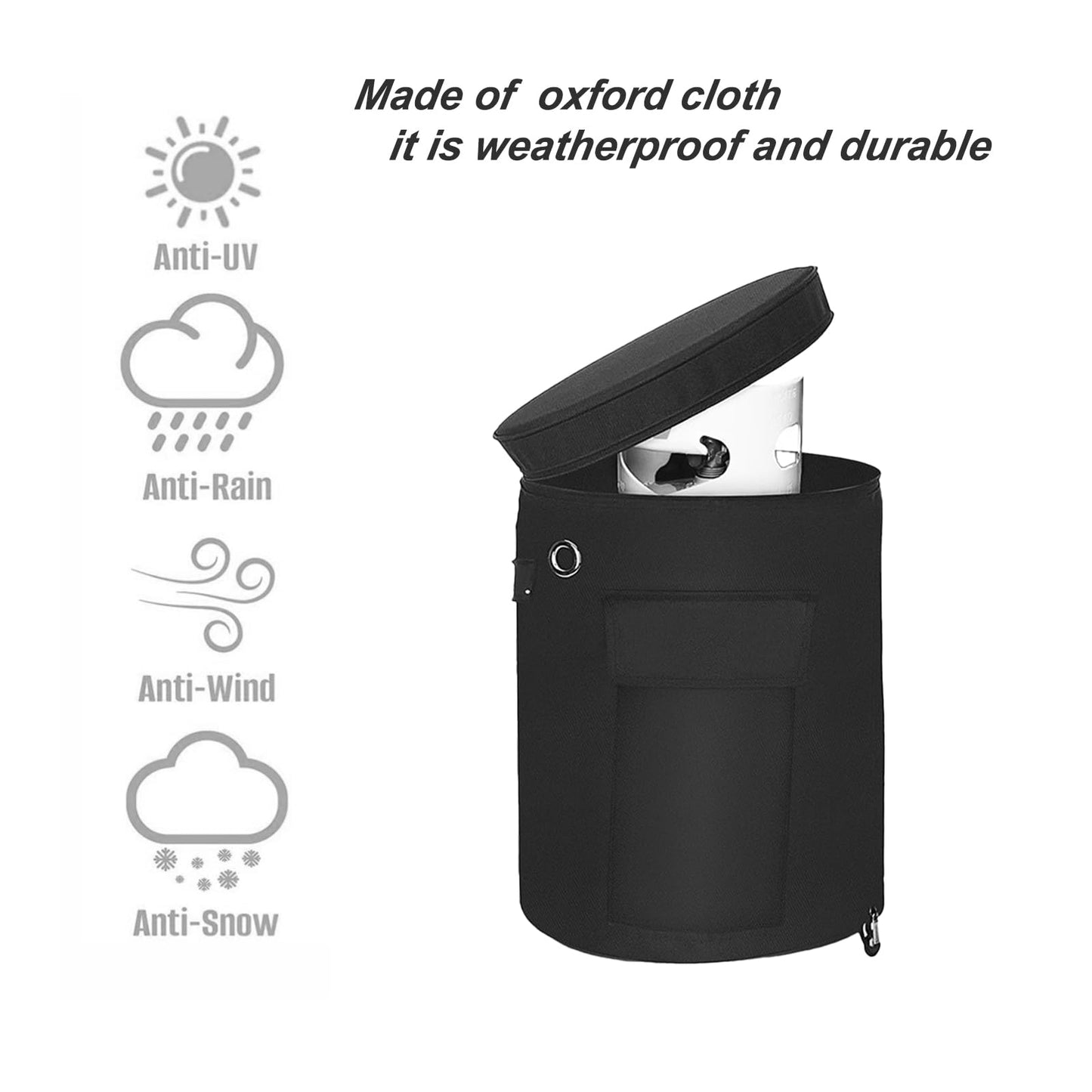 BE-TOOL 11lb Propane Tank Cover Outdoor Heavy Duty Waterproof Gas Tank Cylinder Cover with Adjustable Drawstring for Camping Stoves, Outdoor Barbecue Grills, Fire Pits, Gas Heaters(S)
