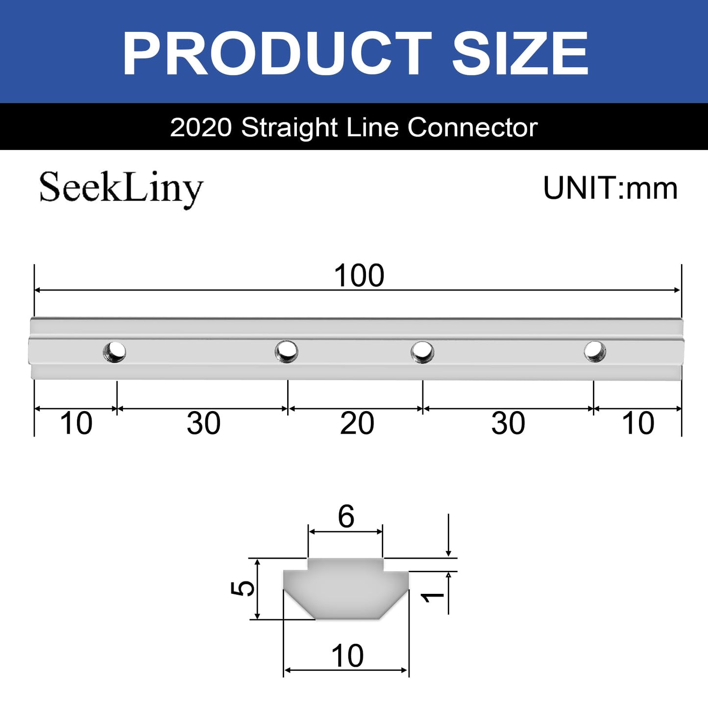 Seekliny 12pcs 2020 Extrusion Straight Connector Joining Plate Corner Bracket 2020 Hardware T-Slot Accessories V-Slot with Screws for 8020 Aluminum Profile 3D Printer Frame Spare Parts Silver