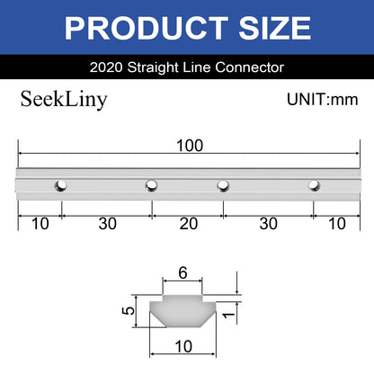 Seekliny 12pcs 2020 Extrusion Straight Connector Joining Plate Corner Bracket 2020 Hardware T-Slot Accessories V-Slot with Screws for 8020 Aluminum Profile 3D Printer Frame Spare Parts Silver