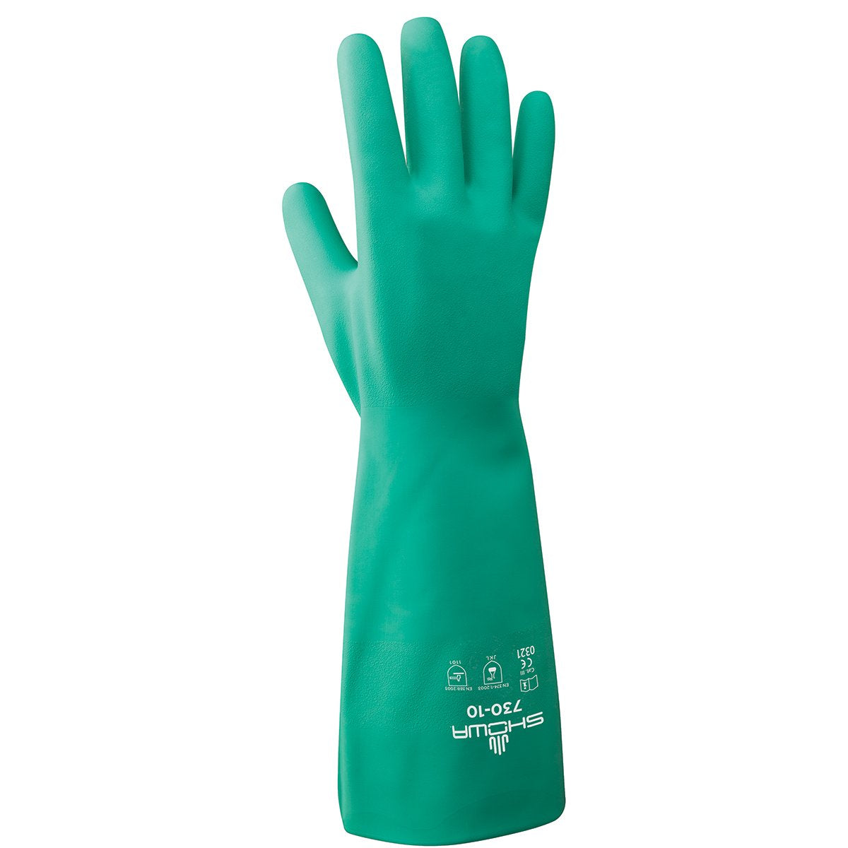 Showa 730 Cotton Flock-Lined Nitrile Chemical Resistant Safety Glove, X-Large (Pack of 12 Pairs)